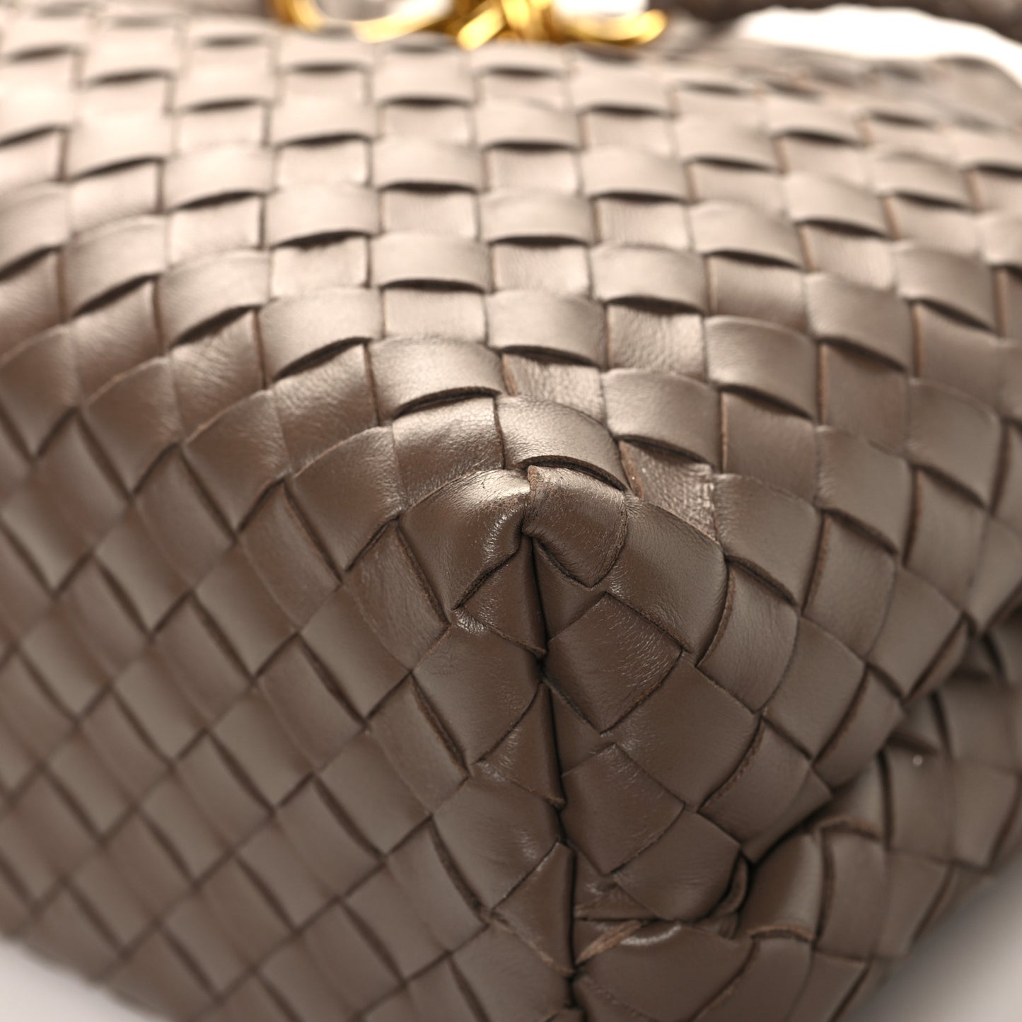 Nappa Intrecciato Medium Andiamo Shoulder Bag Taupe Grey