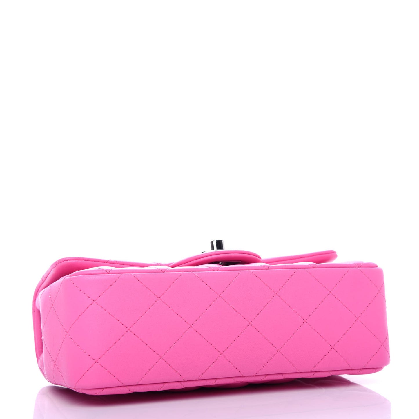 Lambskin Quilted Mini Rectangular Flap Neon Pink