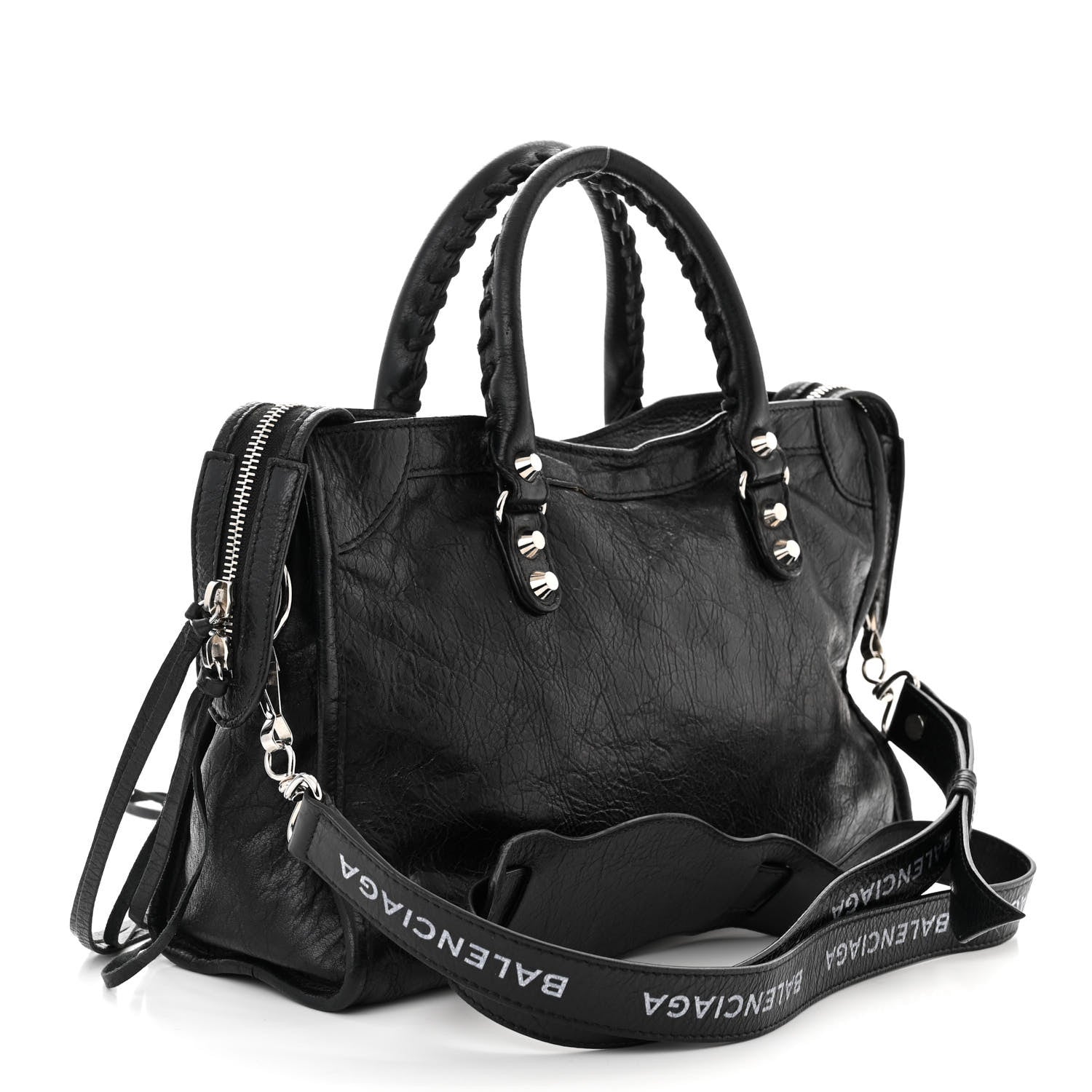 Balenciaga Agneau Classic Silver Hardware S City Logo Strap Black 3 of 13