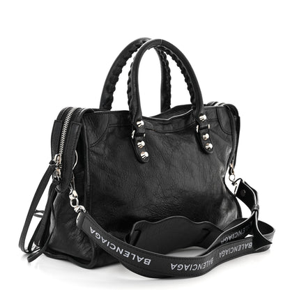 Balenciaga Agneau Classic Silver Hardware S City Logo Strap Black 3 of 13