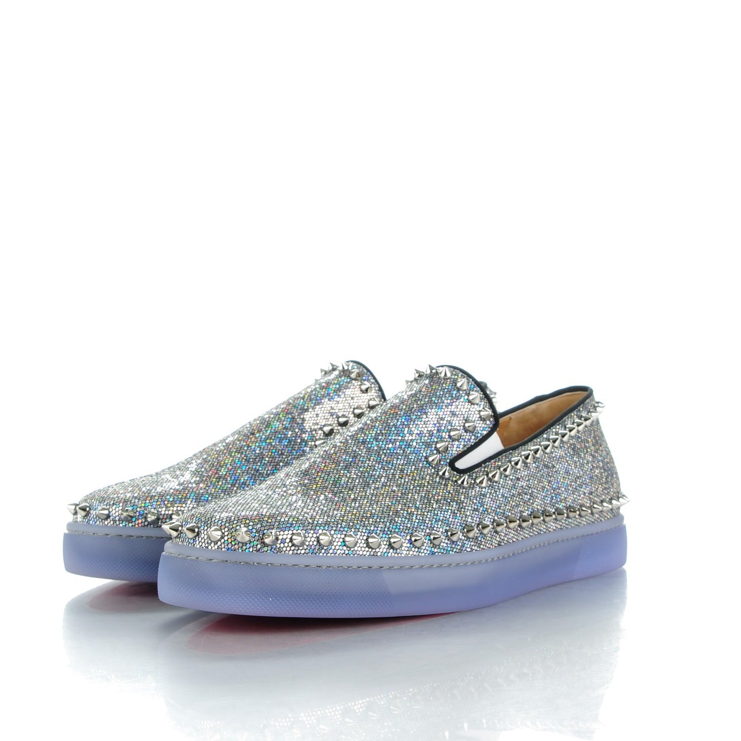 Mens Glitter Disco Ball Pik Boat Flat 42 Multicolor Silver