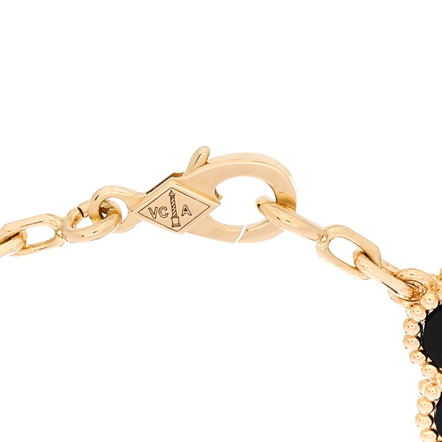Van Cleef & Arpels 18K Yellow Gold Black Onyx 5 Motifs Vintage Alhambra Bracelet 3 of 5