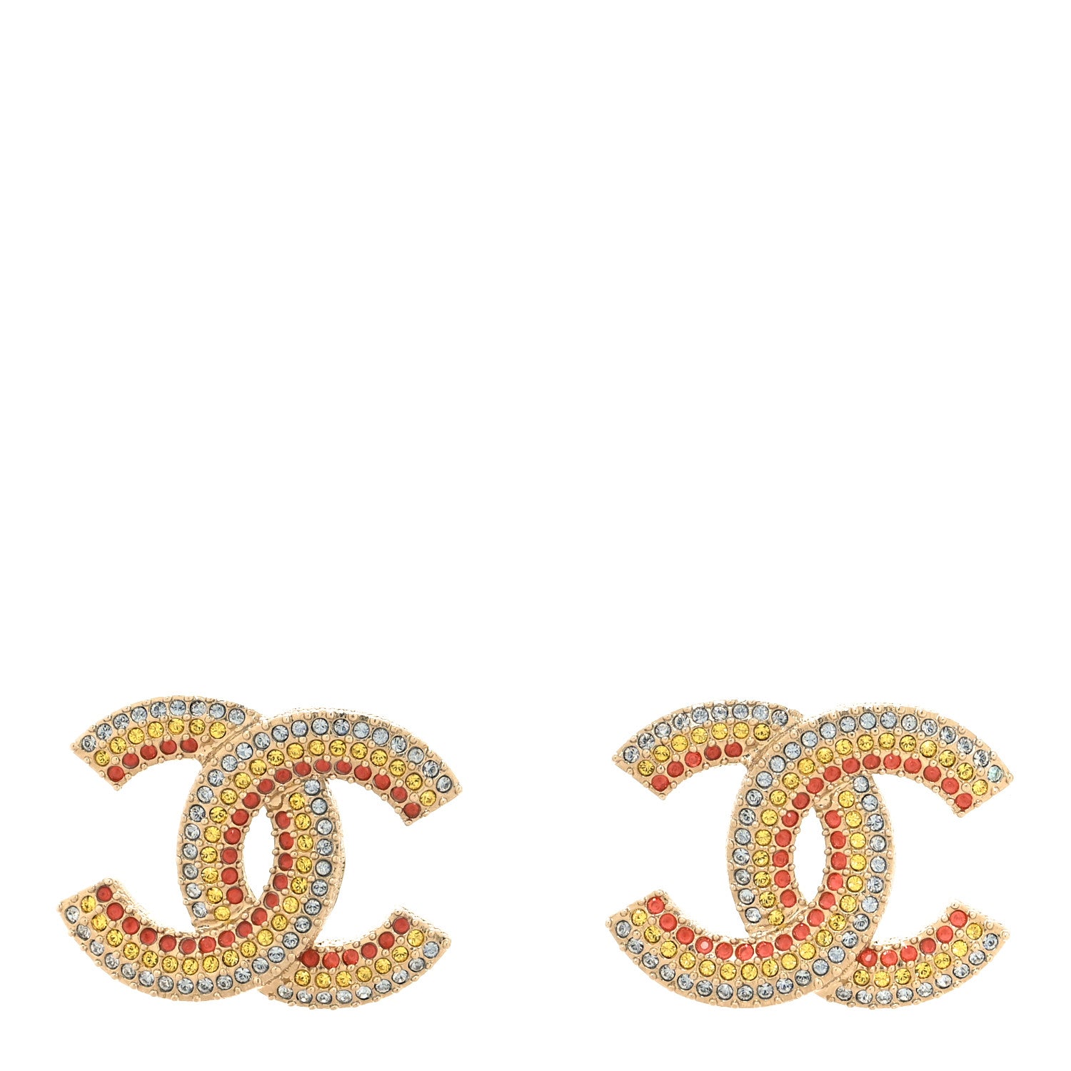 Chanel Crystal CC Earrings Gold Multicolor 1 of 5