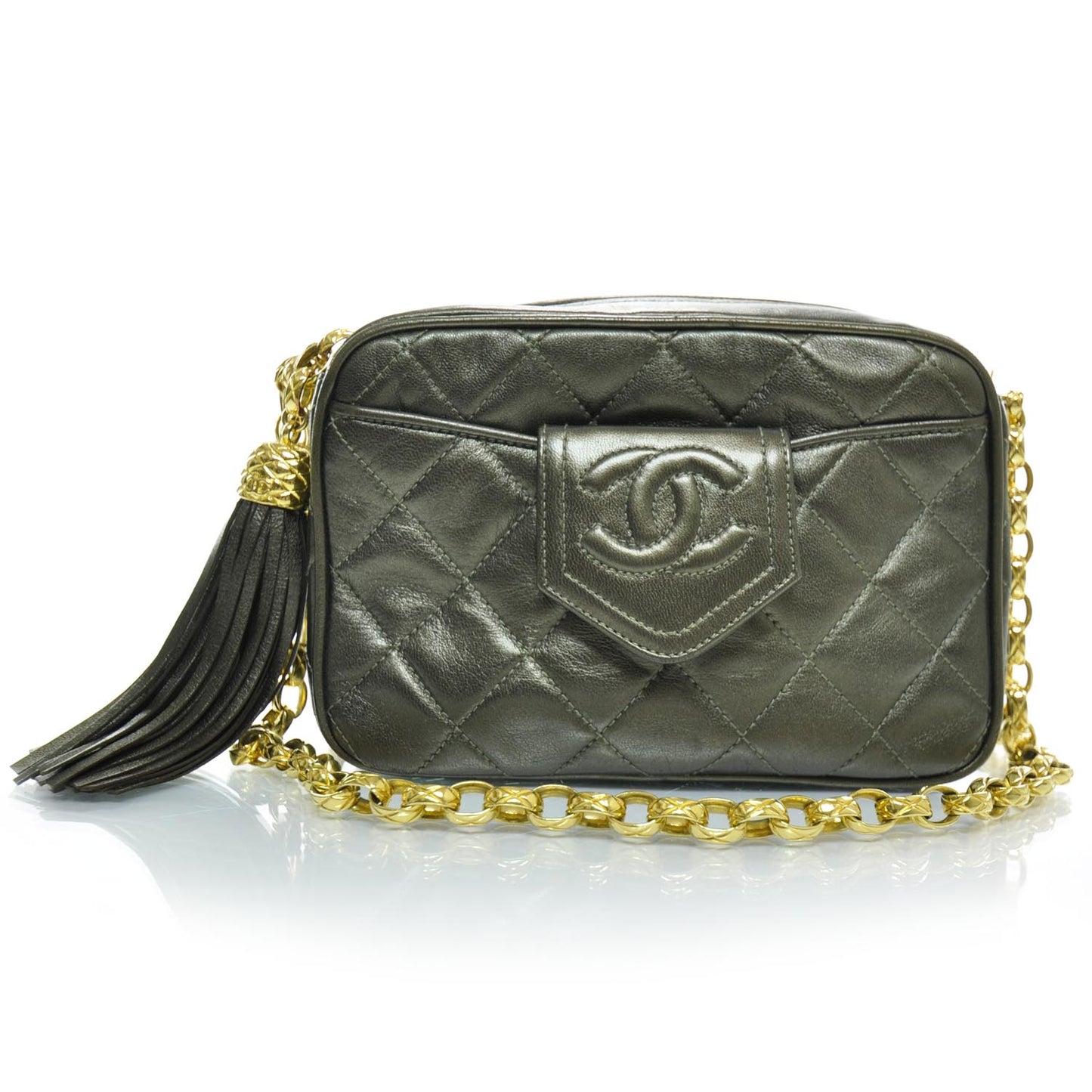 Quilted Lambskin Tassel Shoulder Bag Metallic