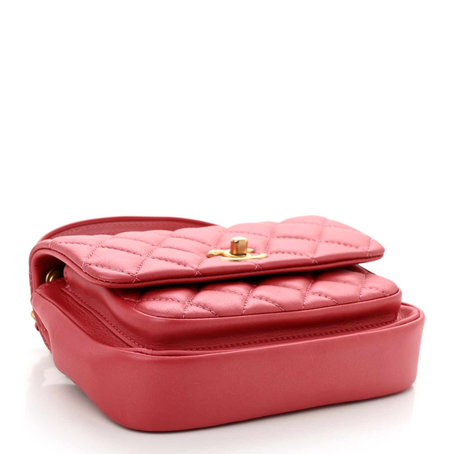 Chanel Metallic Calfskin Quilted Top Handle Flap Dark Pink 4 of 10