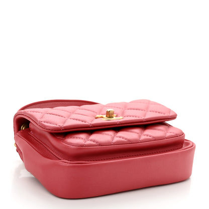 Chanel Metallic Calfskin Quilted Top Handle Flap Dark Pink 4 of 10