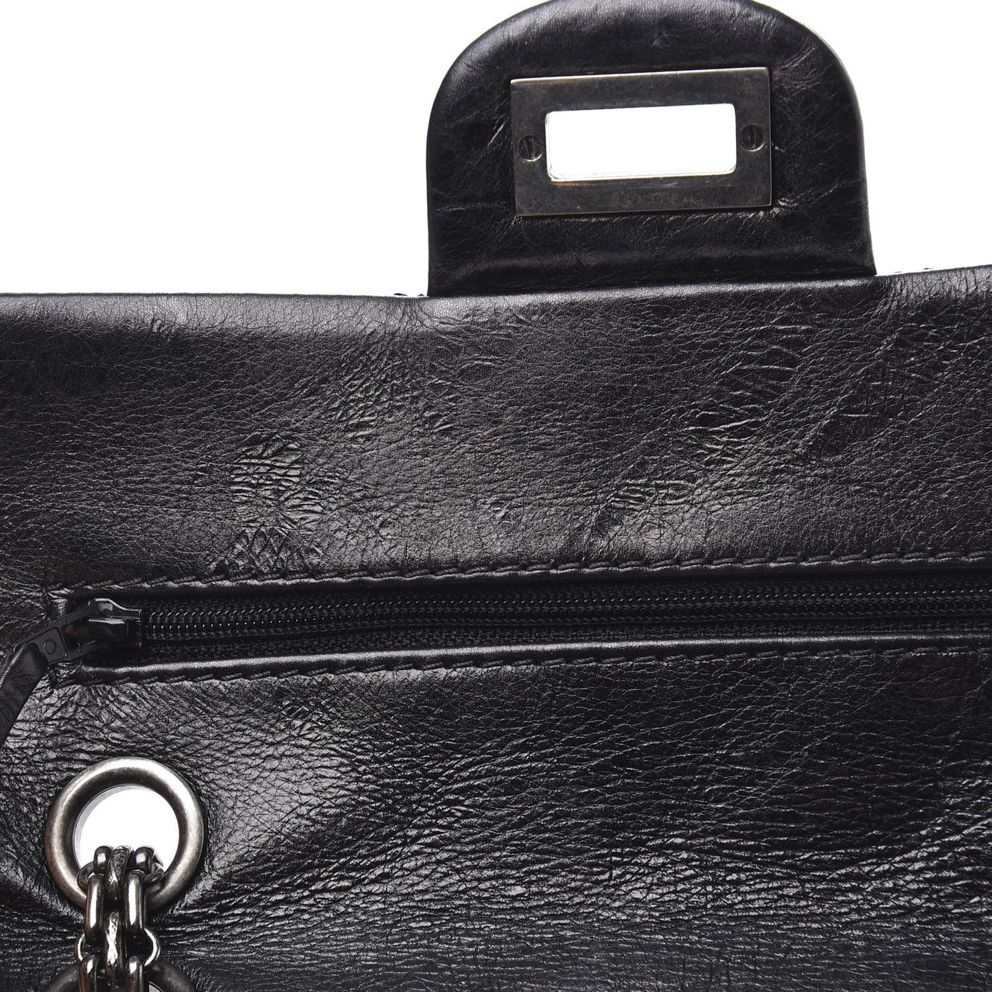 Iridescent Calfskin Quilted 2.55 Reissue 224 Flap Black