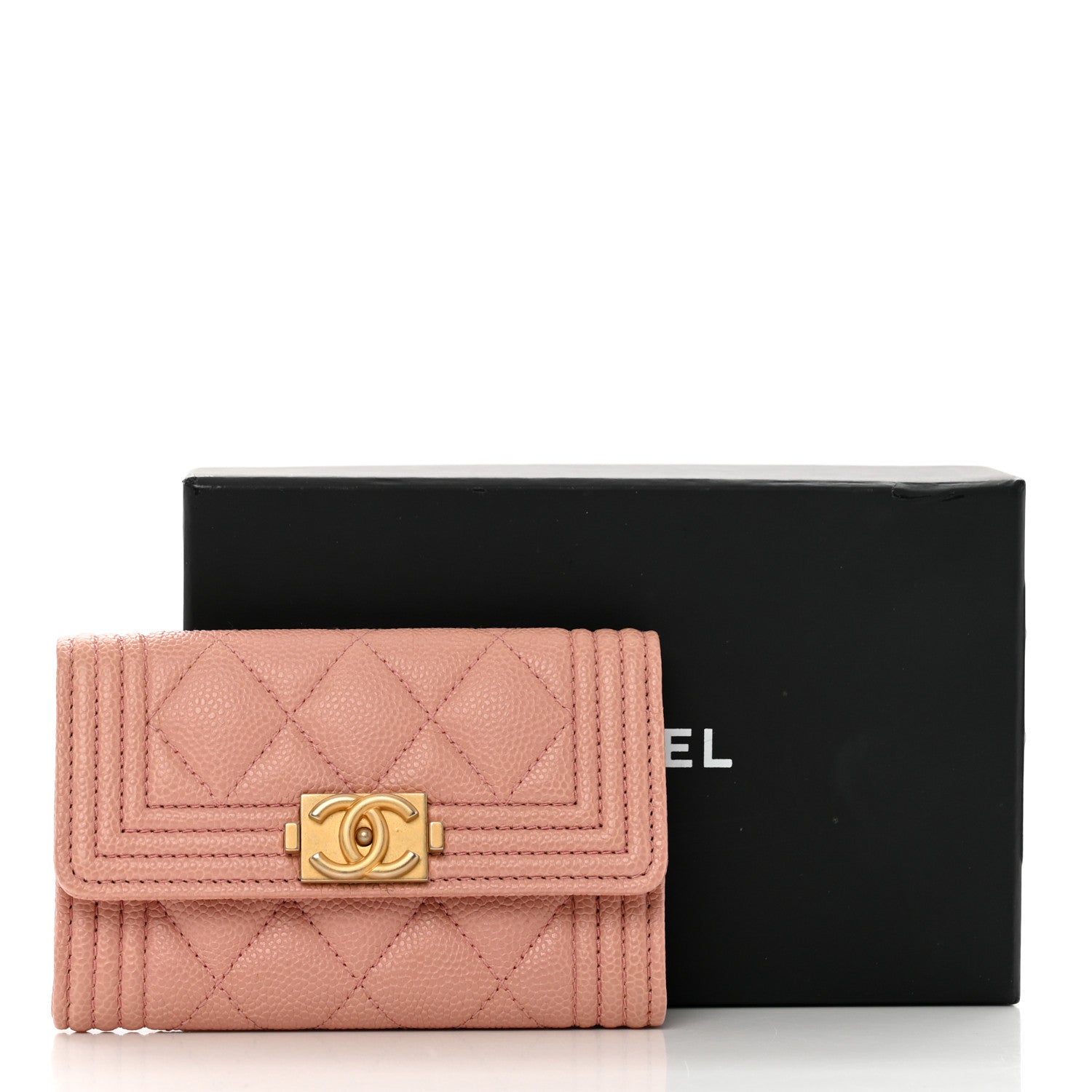 Chanel Caviar Quilted Boy Flap Card Holder Wallet Light Pink 9 of 9