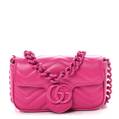 Gucci Calfskin Matelasse Monochrome GG Marmont Chain Belt Bag Classic Fuxia 1 of 10