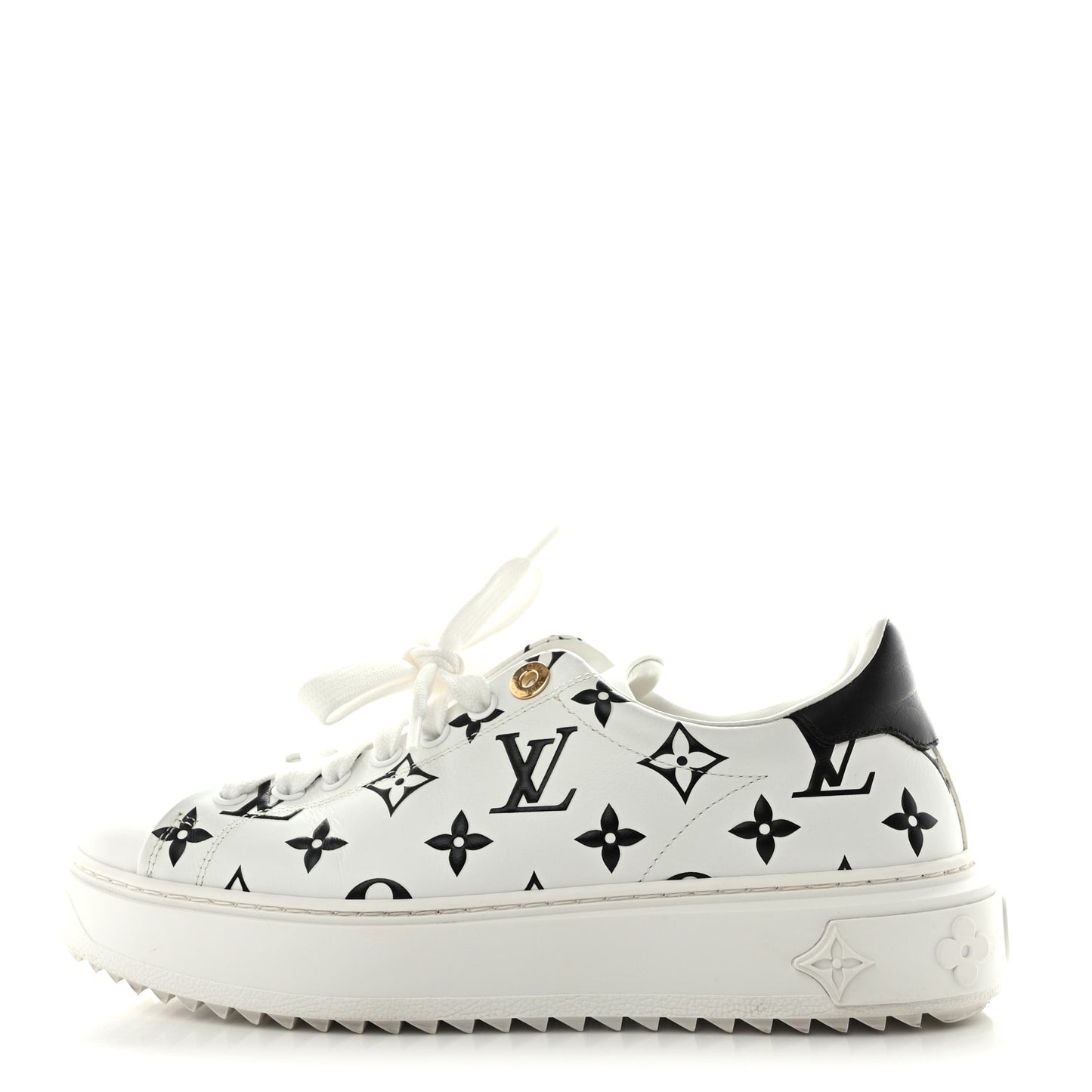 Calfskin Monogram Debossed Time Out Sneakers 38 Black