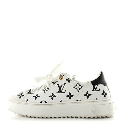 Louis Vuitton Calfskin Monogram Debossed Time Out Sneakers 38 Black 1 of 10