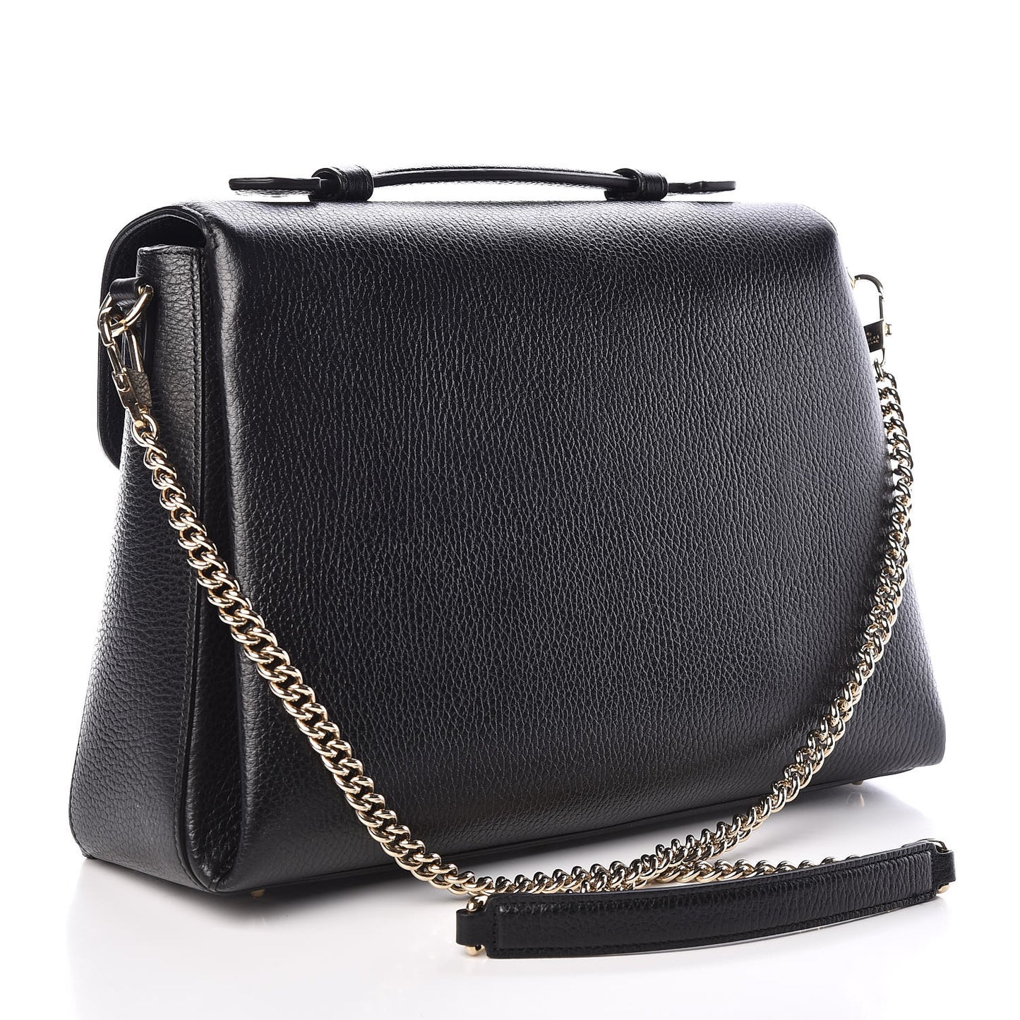 Dollar Calfskin Medium Interlocking G Top Handle Shoulder Bag Black