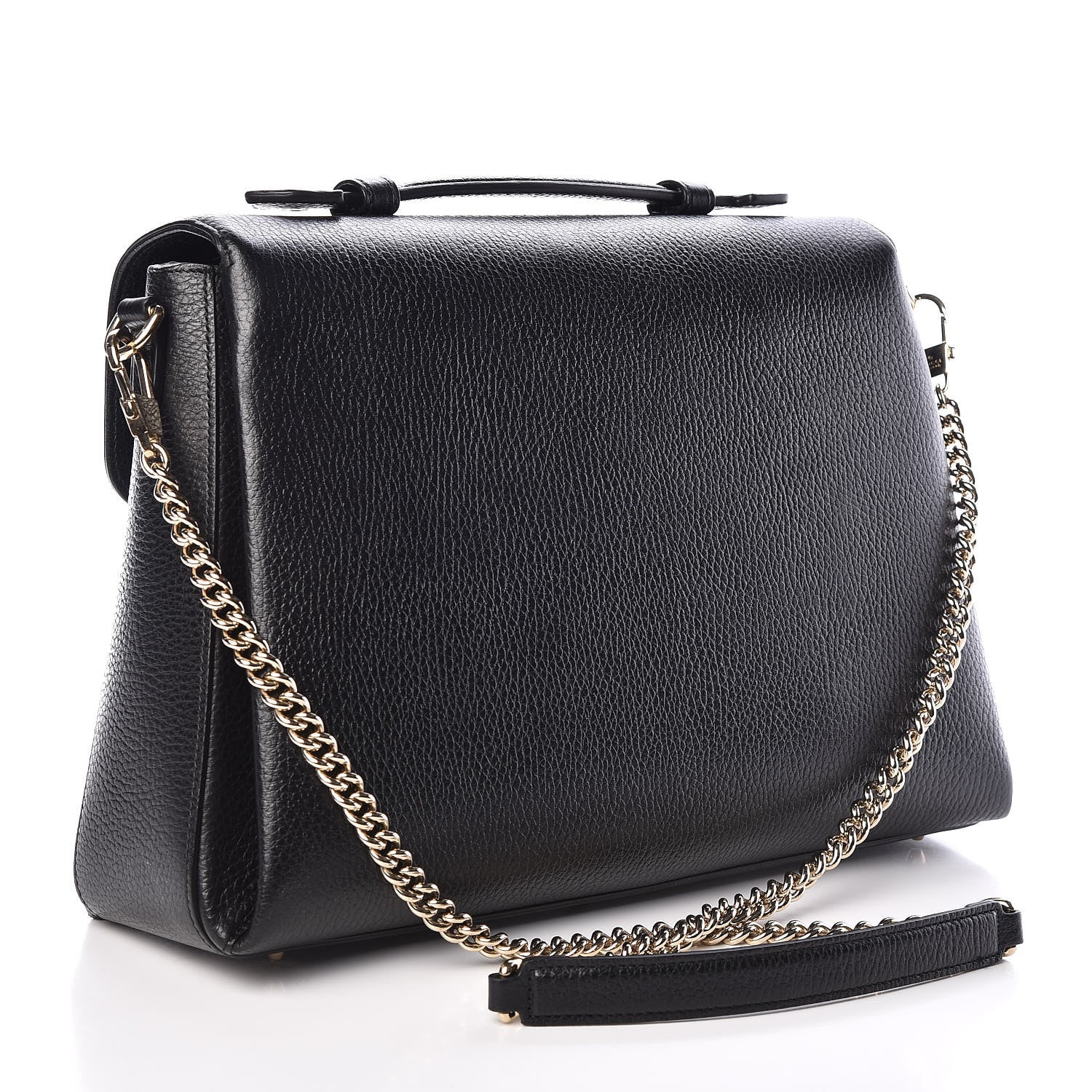 Gucci Dollar Calfskin Medium Interlocking G Top Handle Shoulder Bag Black 3 of 10