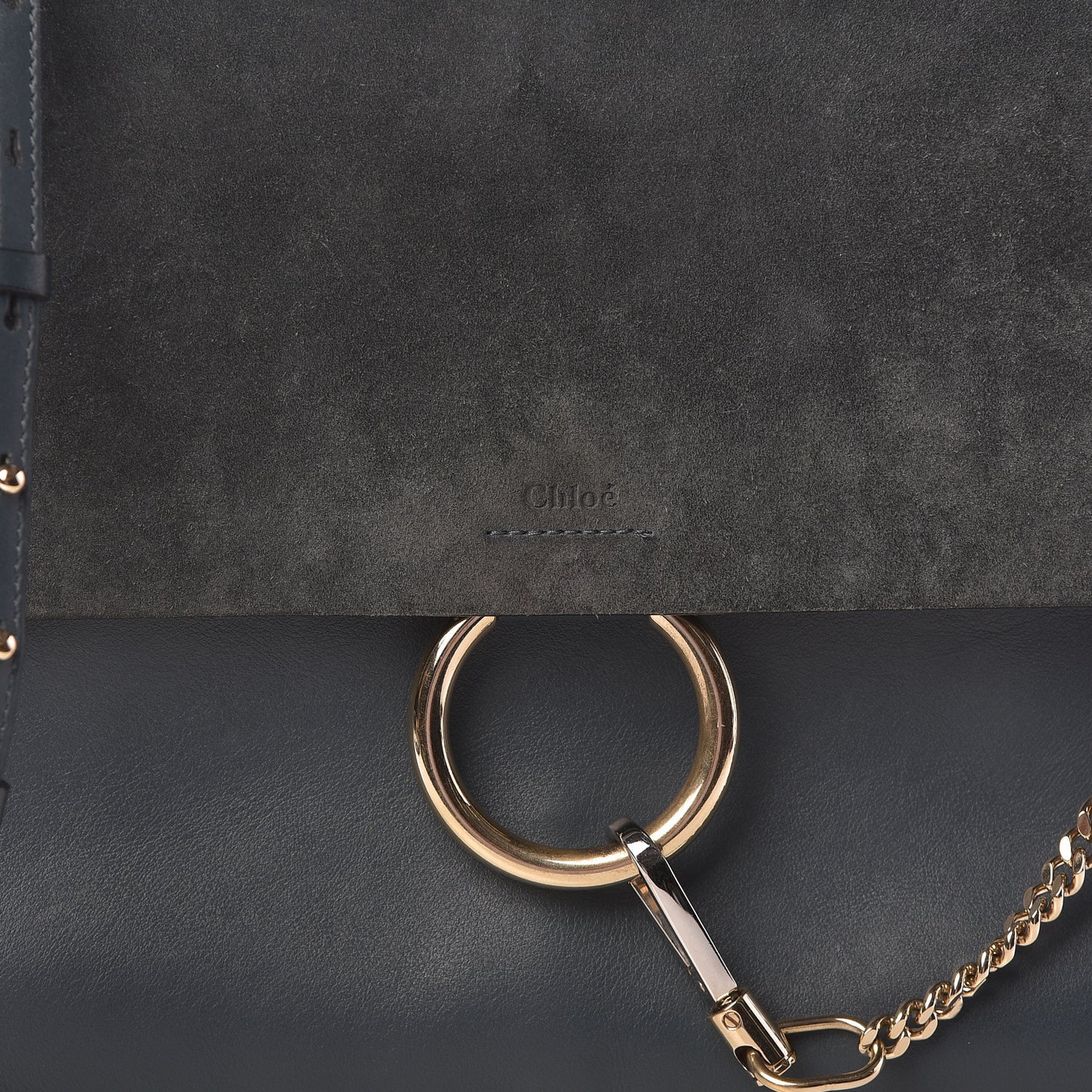 Suede Calfskin Medium Faye Shoulder Bag Silver Blue