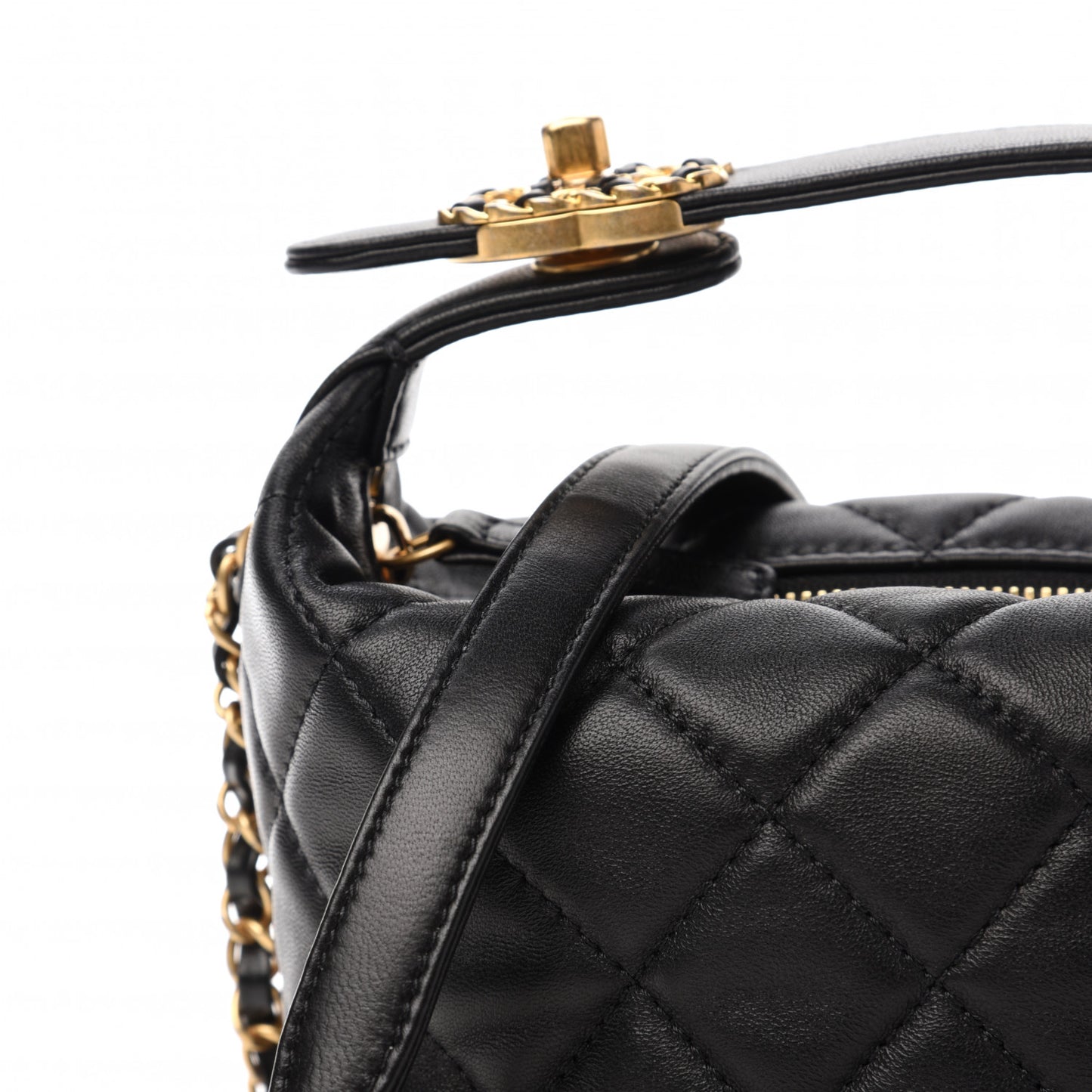 Lambskin Quilted Small Perfect Meeting Hobo Black