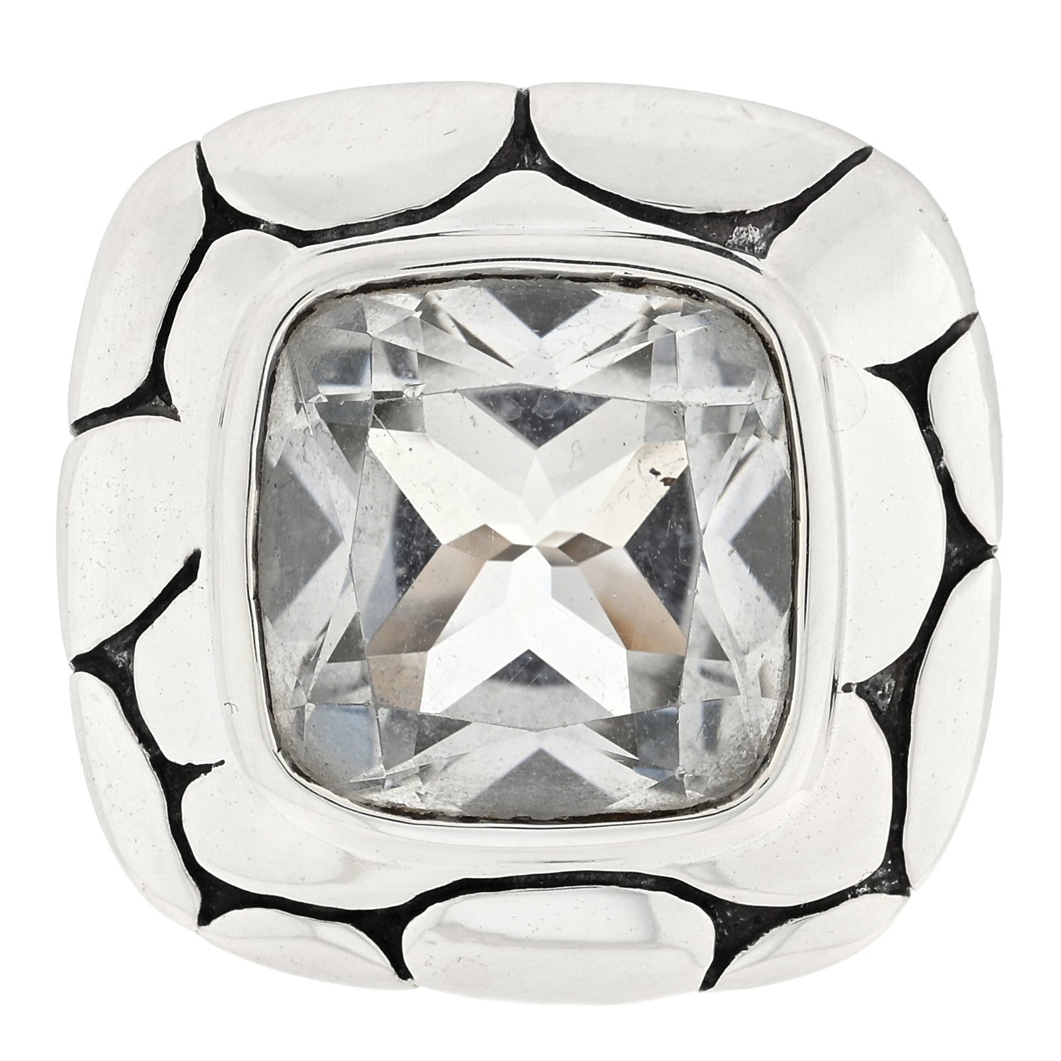 John Hardy Sterling Silver White Topaz Batu Kali Square Ring 54 7 1 of 4