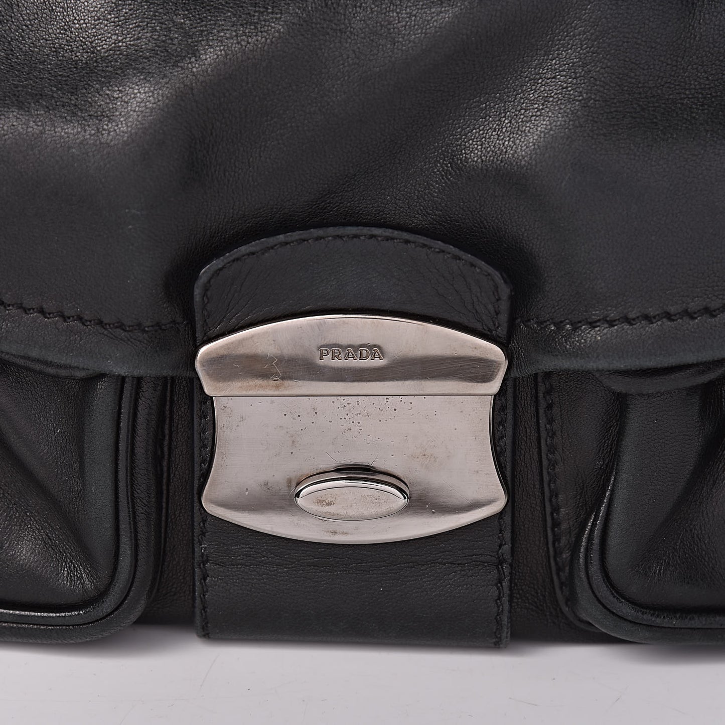 Royal Calf Easy Foldover Pushlock Flap Shoulder Bag Black