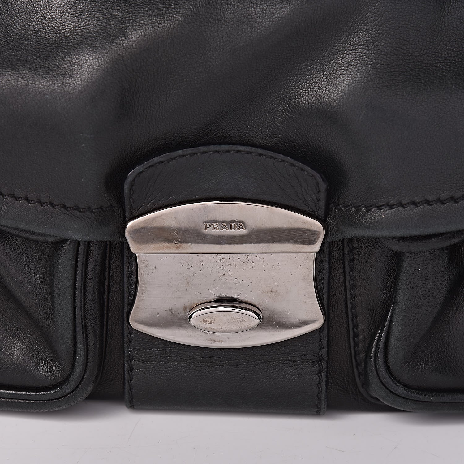 Prada Royal Calf Easy Foldover Pushlock Flap Shoulder Bag Black 8 of 11