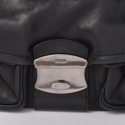 Prada Royal Calf Easy Foldover Pushlock Flap Shoulder Bag Black 8 of 11