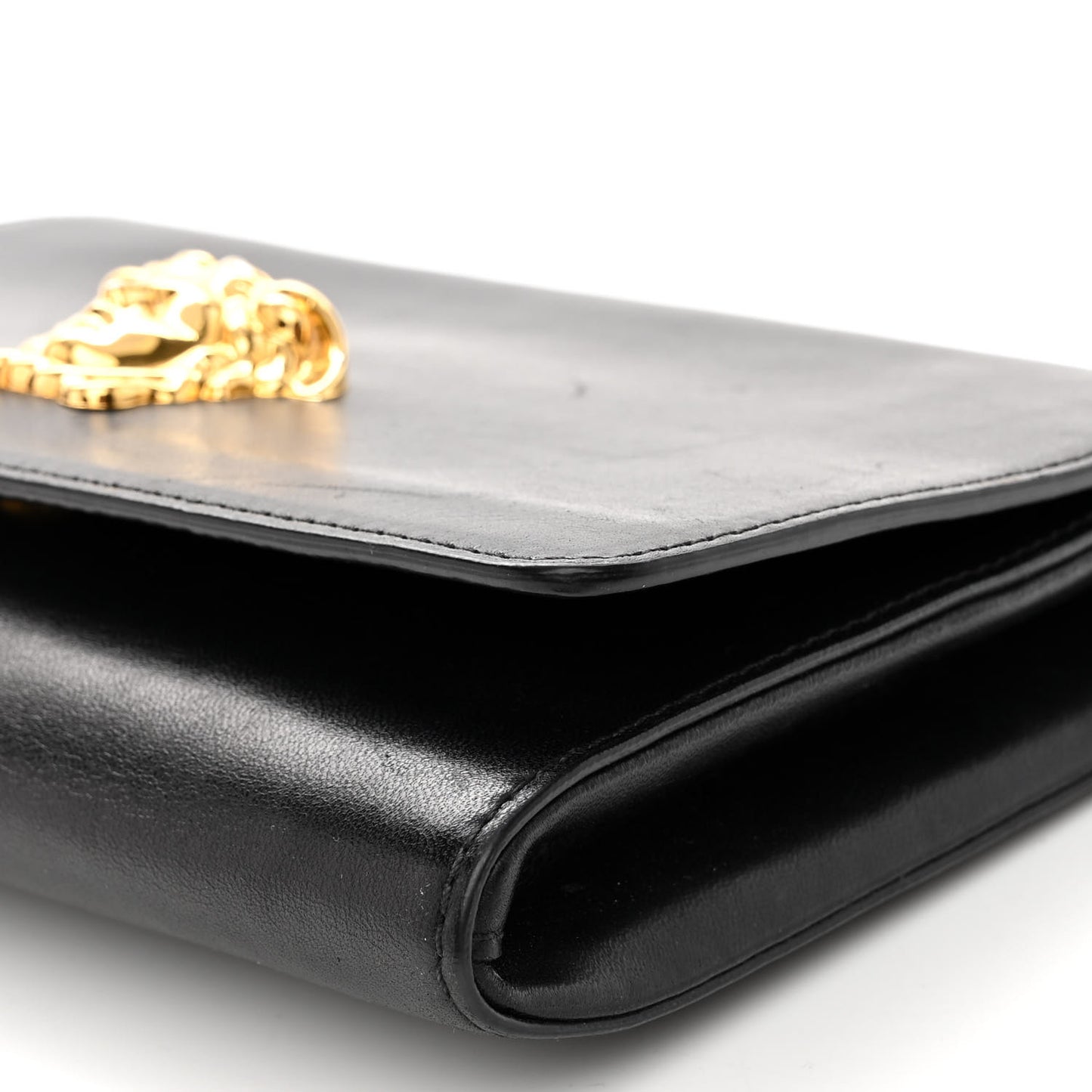 Vitello Palazzo Medusa Evening Clutch Bag Black