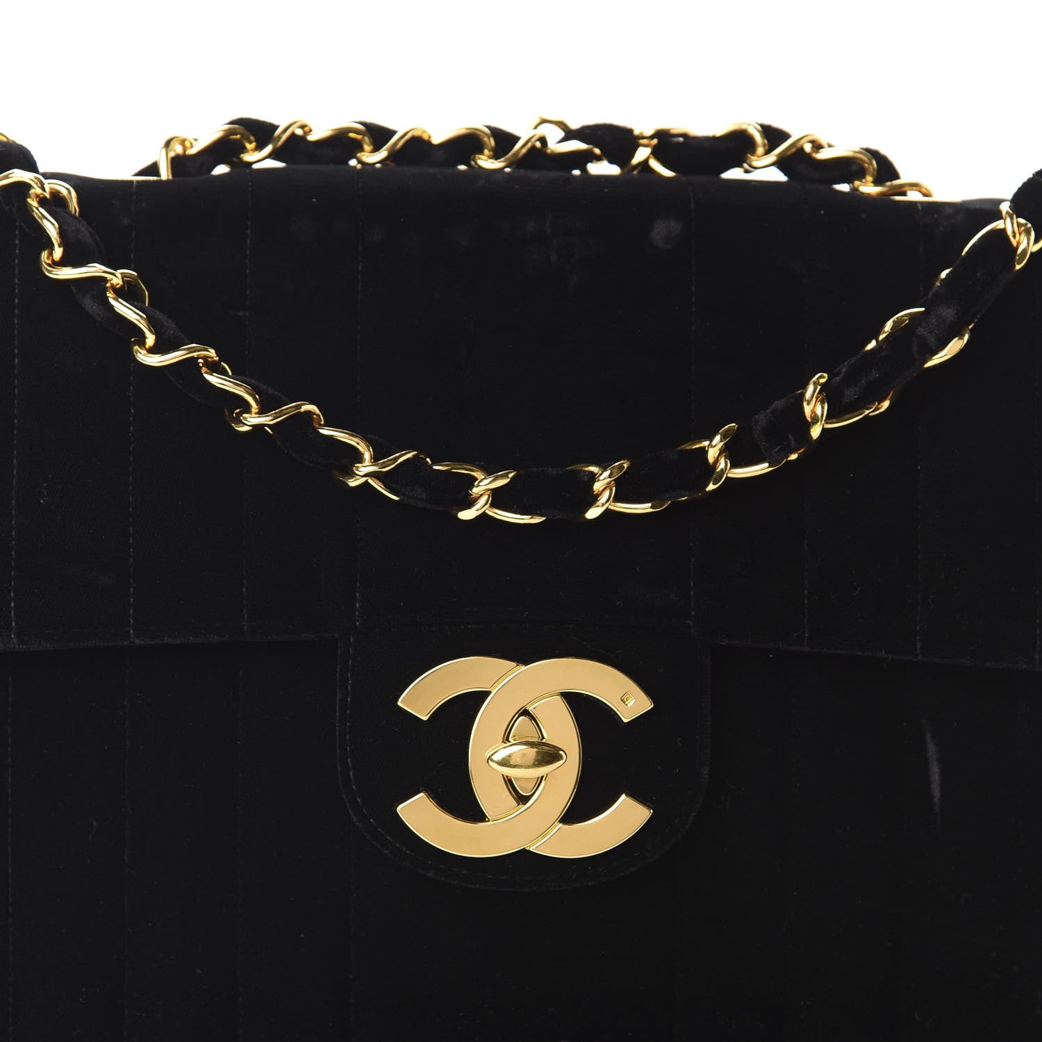 Chanel Velvet Vertical Quilted Jumbo Single Flap Black 12 of 12