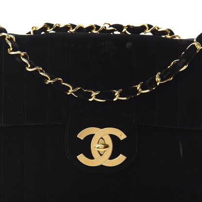 Chanel Velvet Vertical Quilted Jumbo Single Flap Black 12 of 12