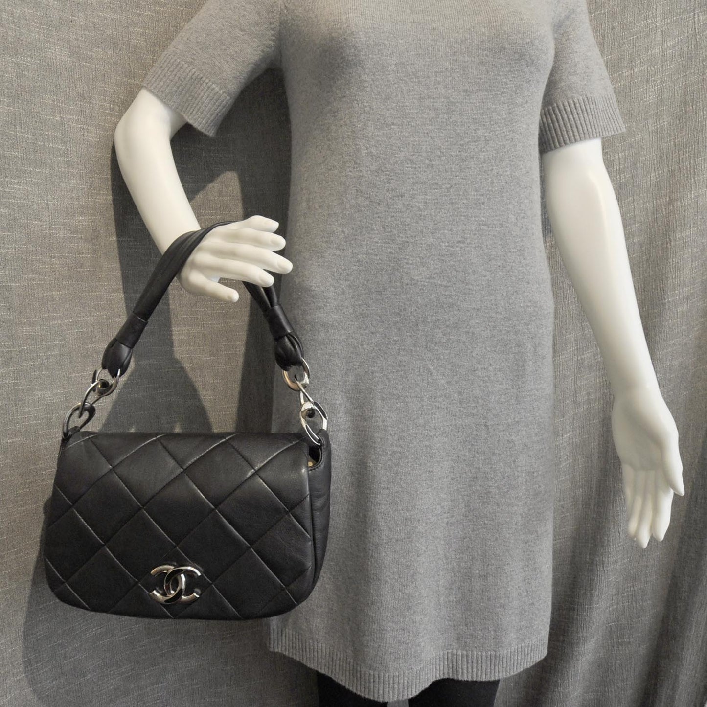 Lambskin Quilted Flap Bag Black