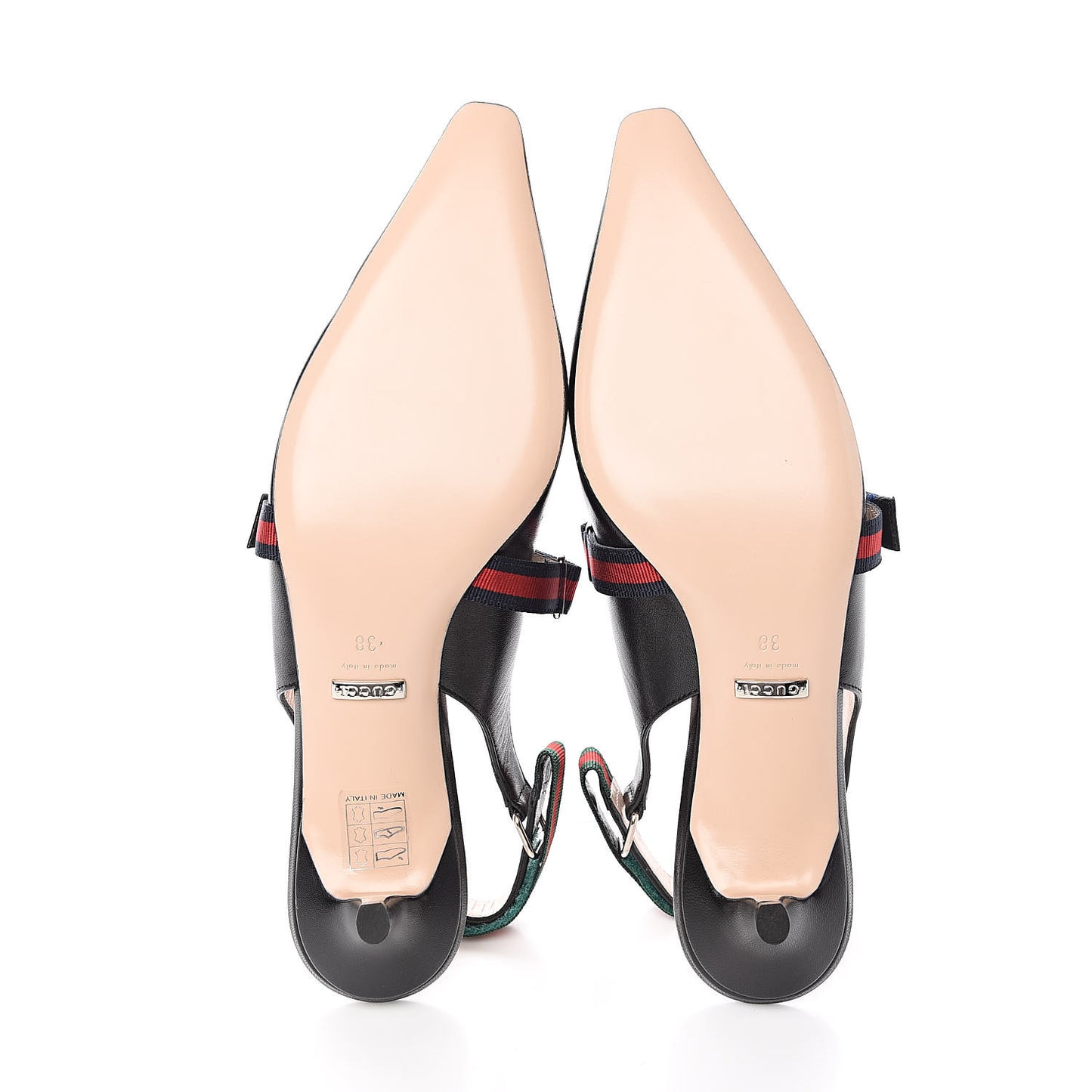 Malaga Kid Web Horsebit Low Heel Slingback Pumps 38 Black