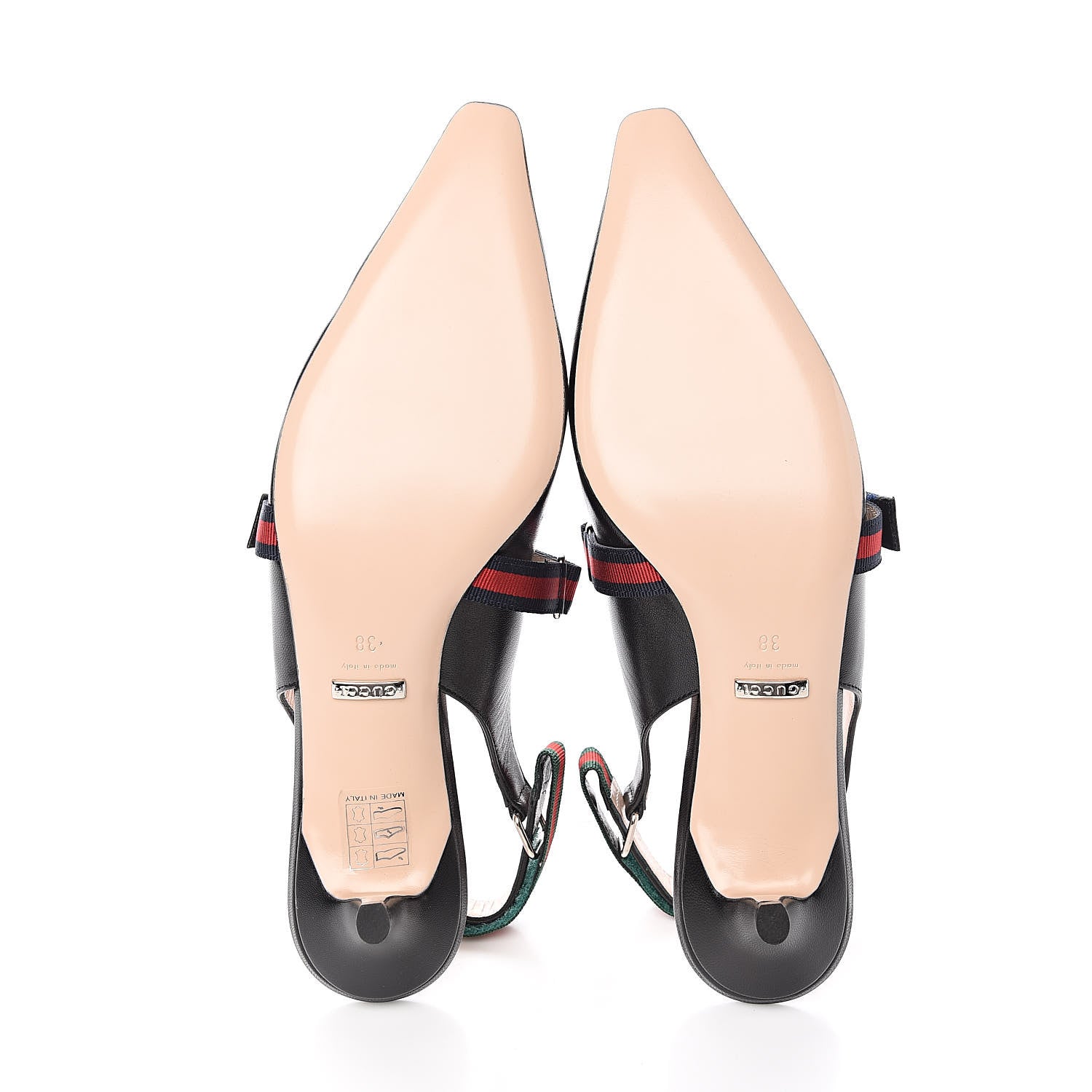 Gucci Malaga Kid Web Horsebit Low Heel Slingback Pumps 38 Black 5 of 9