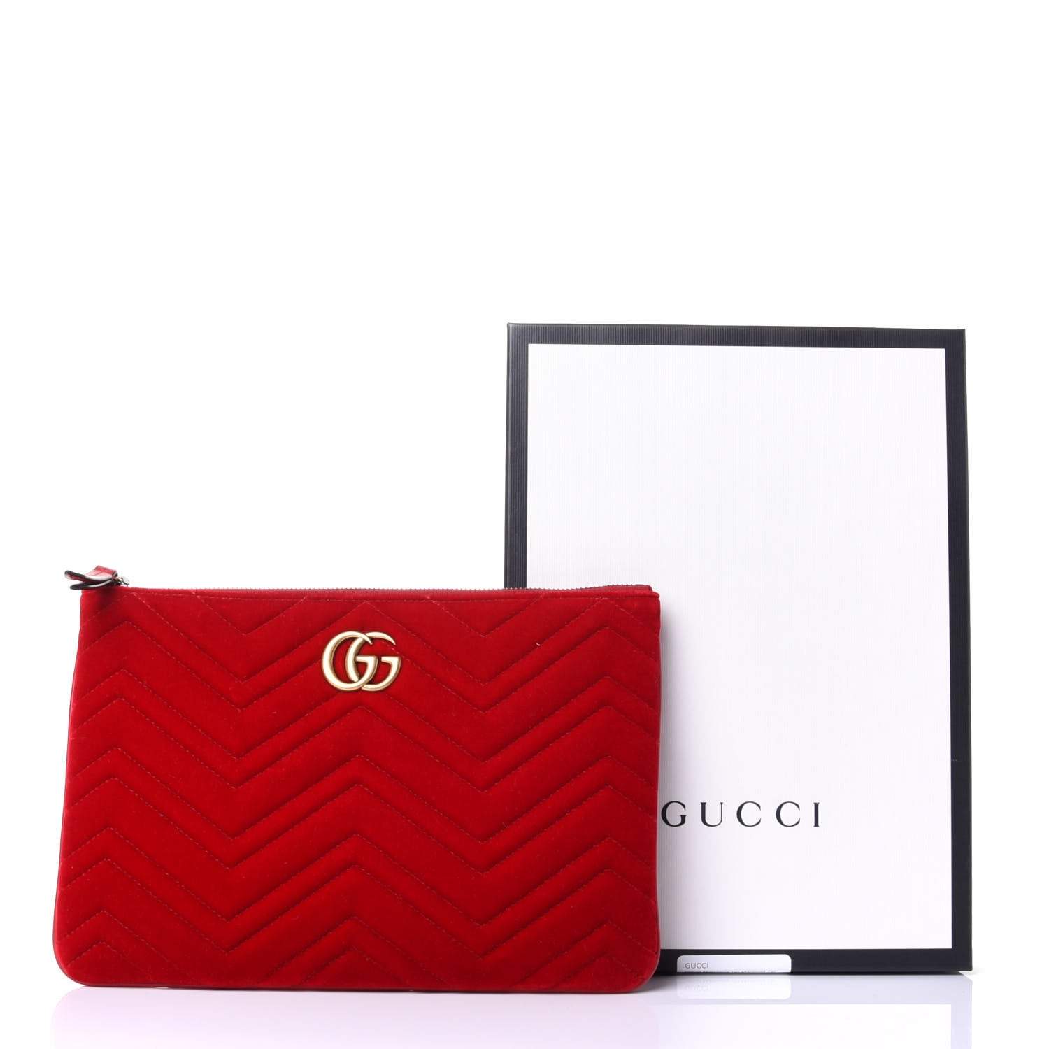 Gucci Velvet Matelasse GG Marmont Zip Pouch Hibiscus Red 8 of 8