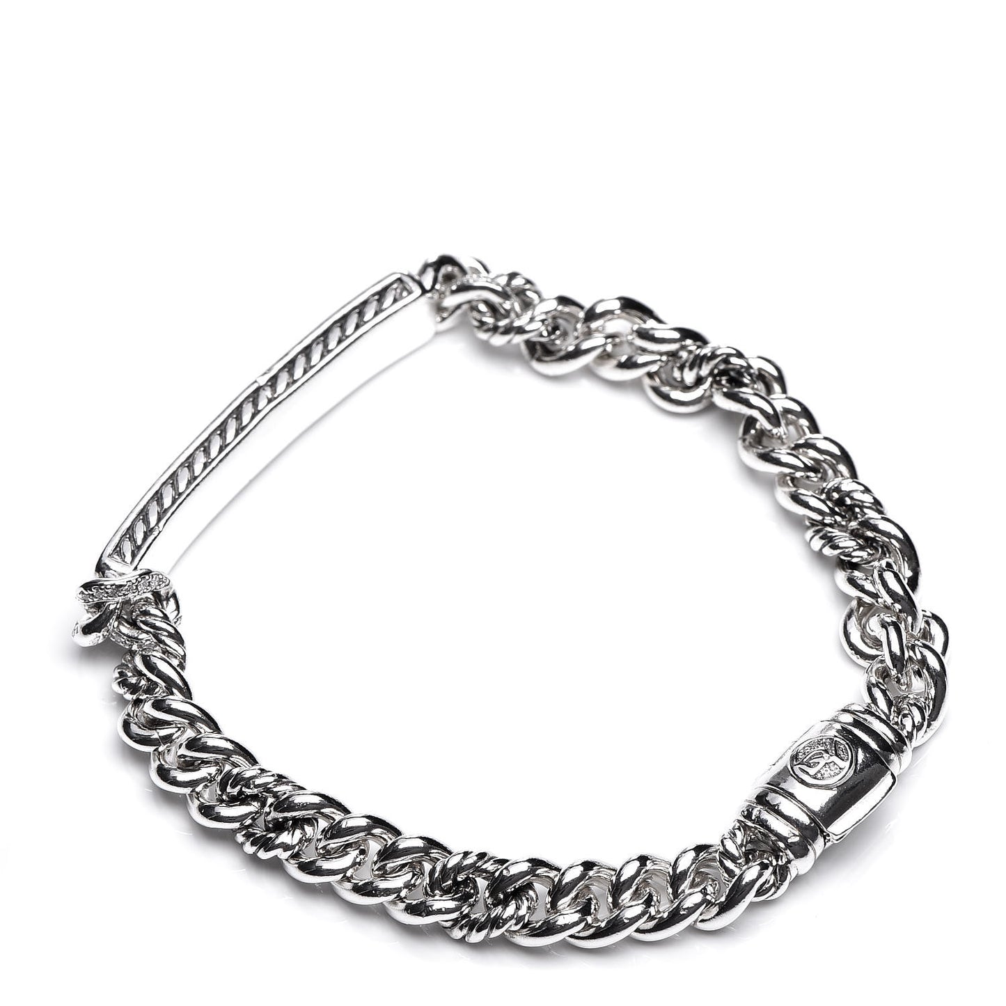 Sterling Silver Diamond 7mm Petite Pave Curb Link ID Bracelet