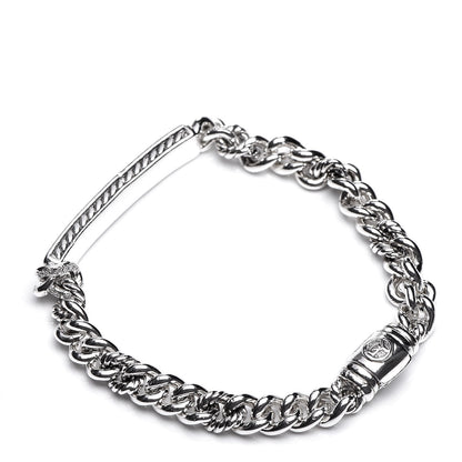 David Yurman Sterling Silver Diamond 7mm Petite Pave Curb Link ID Bracelet 3 of 5