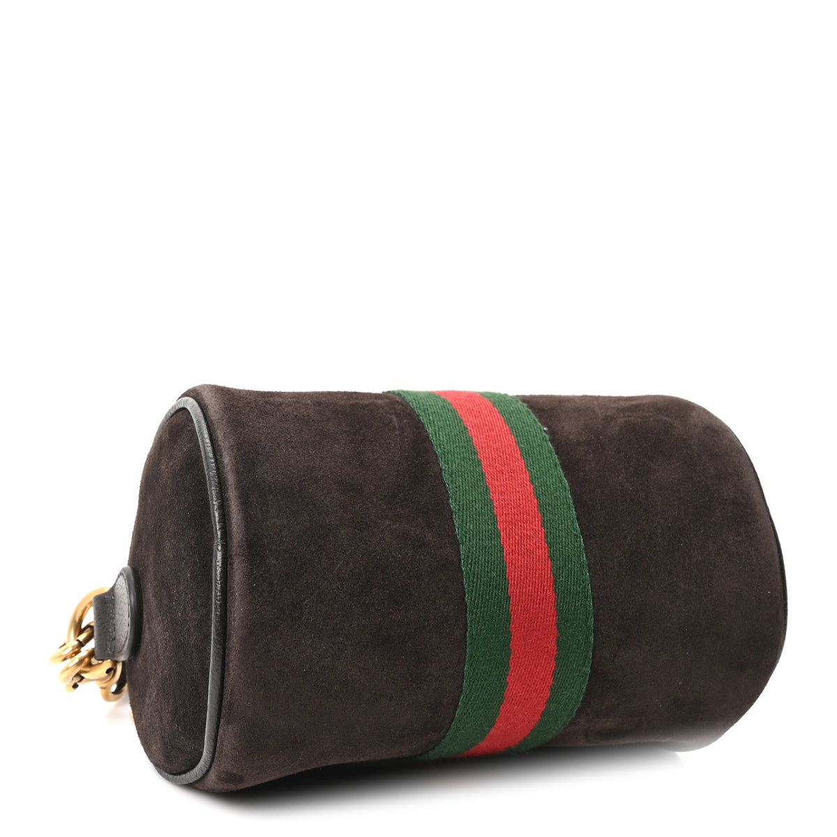 Suede Calfskin Web Ophidia Mini Cylinder Bag Brown