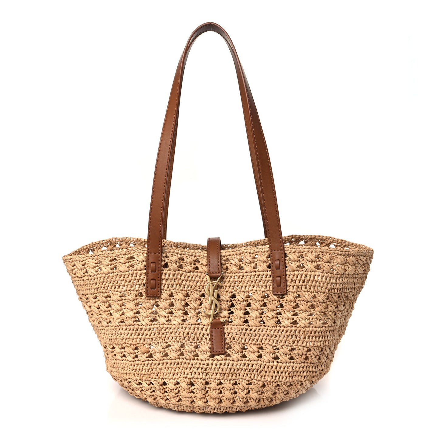Raffia Calfskin Small Panier Tote Naturel
