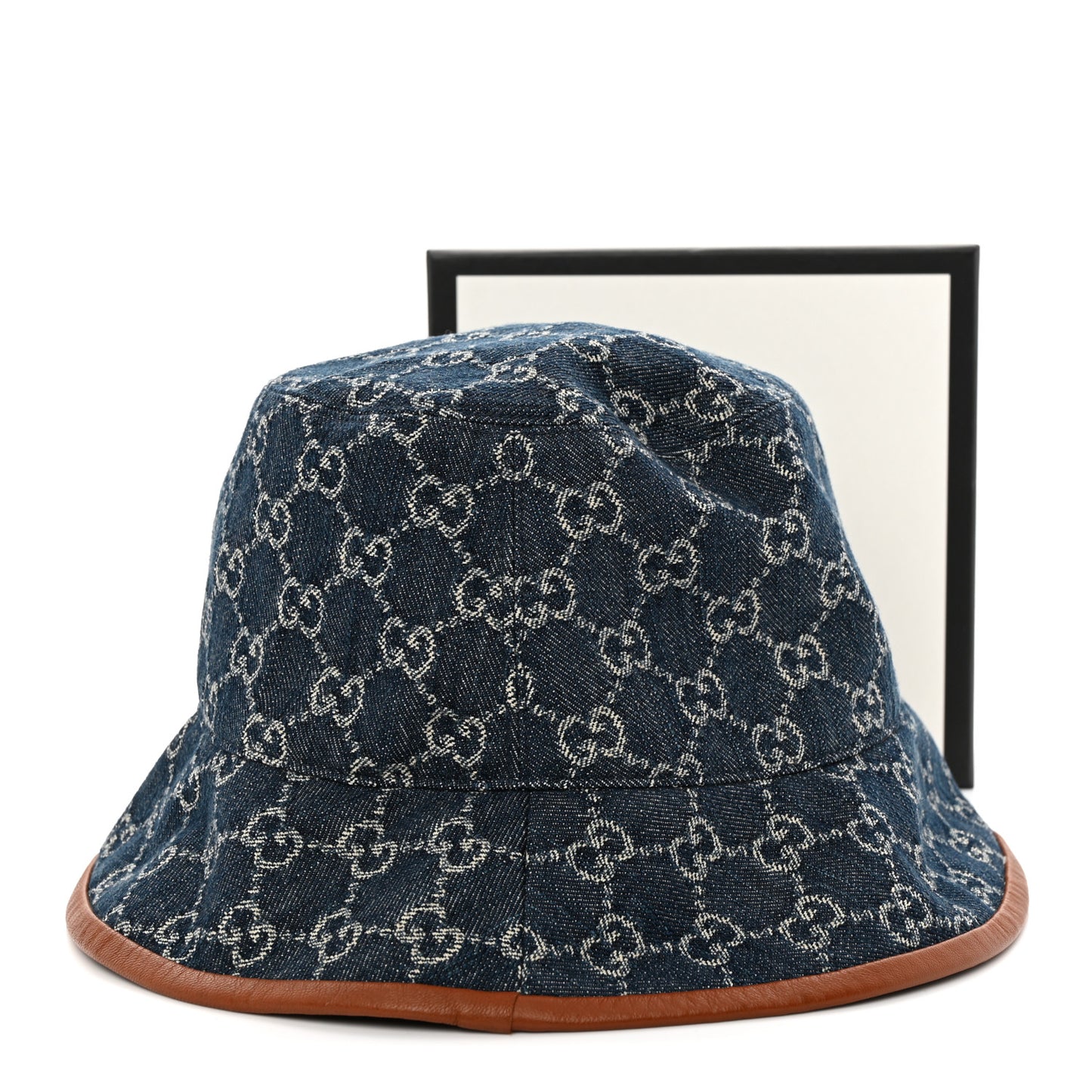 Washed Jacquard Denim Nappa GG Monogram Oscar Bucket Hat M Denim Cuir