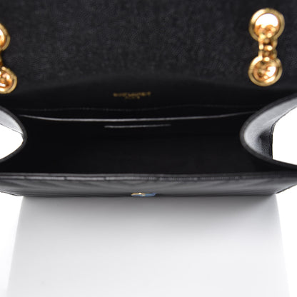 Saint Laurent Grain De Poudre Matelasse Chevron Medium Monogram Satchel Black 5 of 9