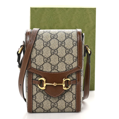 Gucci GG Supreme Monogram Mini Horsebit 1955 Crossbody Bag Beige Brown Sugar 12 of 12