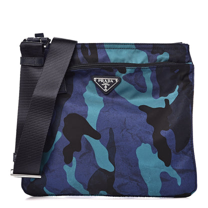 Prada Tessuto Nylon Camouflage Flat Messenger Royal 1 of 9