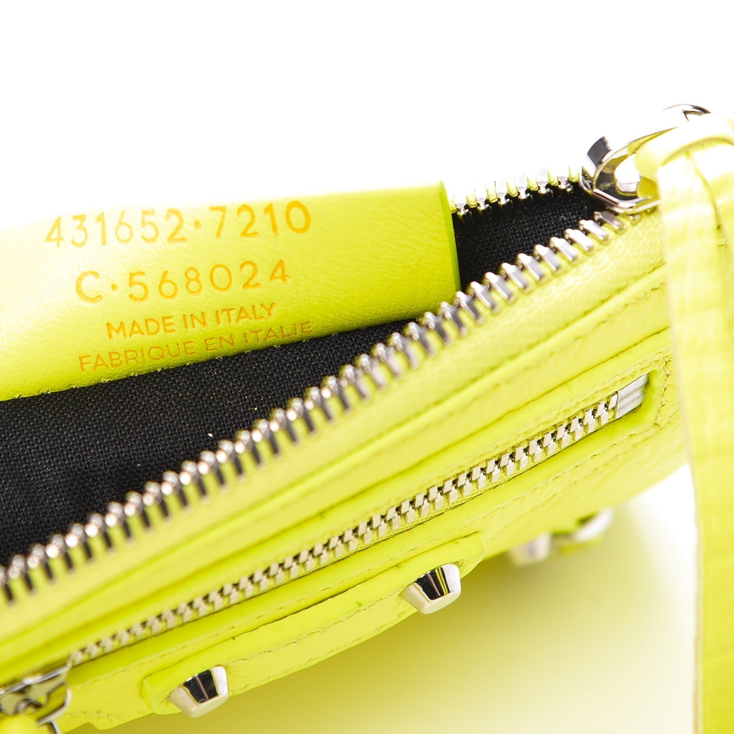 Balenciaga Agneau Arena Classic Hardware Mini Pouch Jaune Fluo 8 of 8