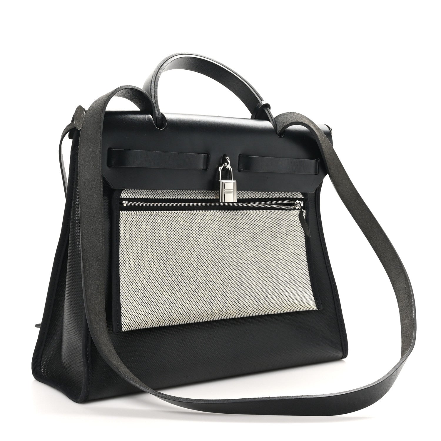 Hermes Toile H Berline Vache Hunter Herbag Zip PM 31 Black Ecru 4 of 13