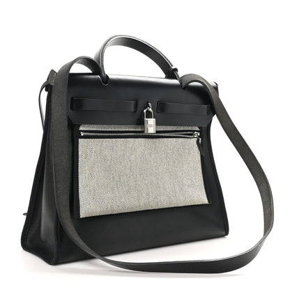 Hermes Toile H Berline Vache Hunter Herbag Zip PM 31 Black Ecru 4 of 13