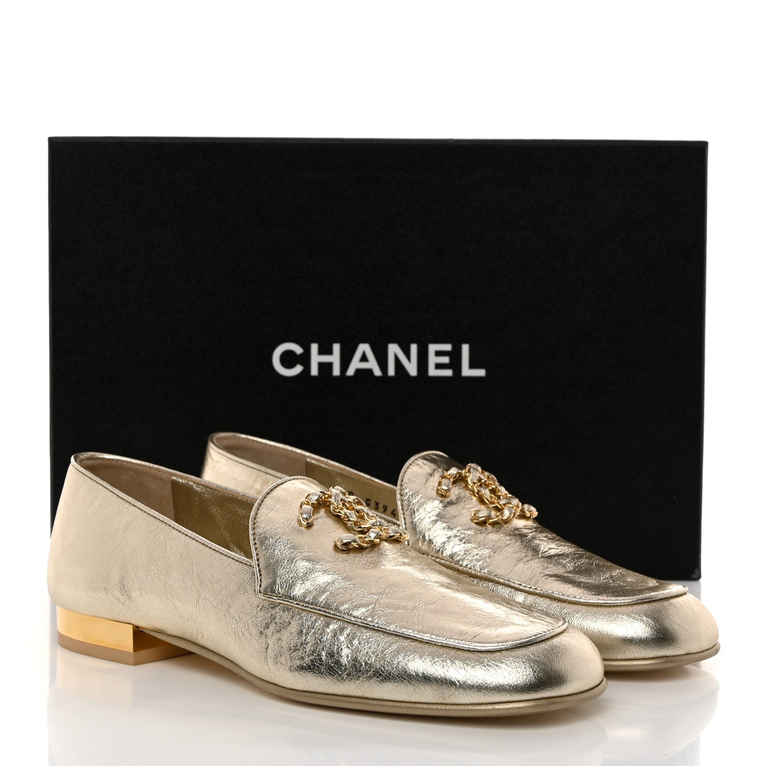 Chanel Aged Calfskin CC Loafers 36 Gold 2 of 9