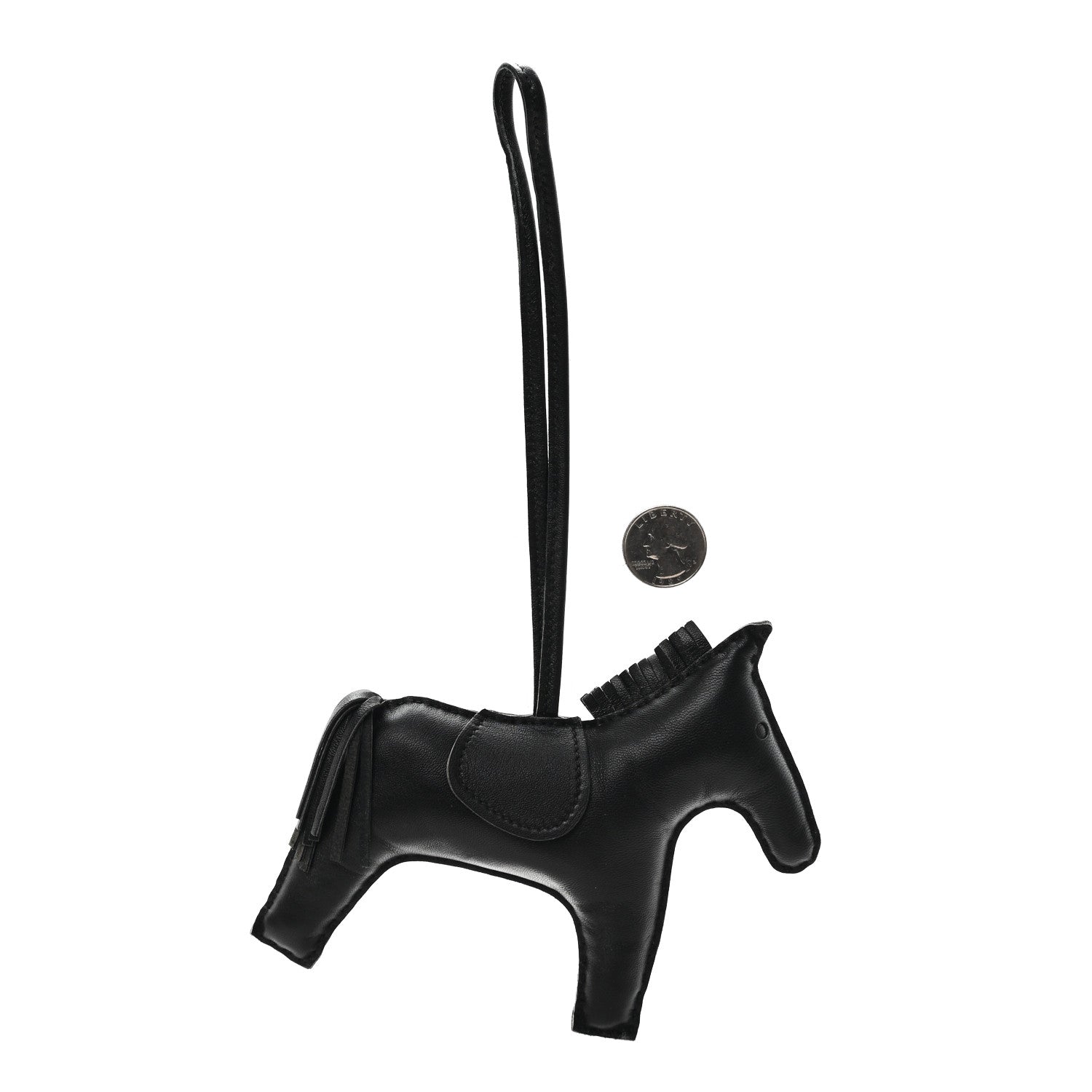 Hermes Milo Lambskin Grigri Rodeo Horse Bag Charm GM So Black 2 of 4