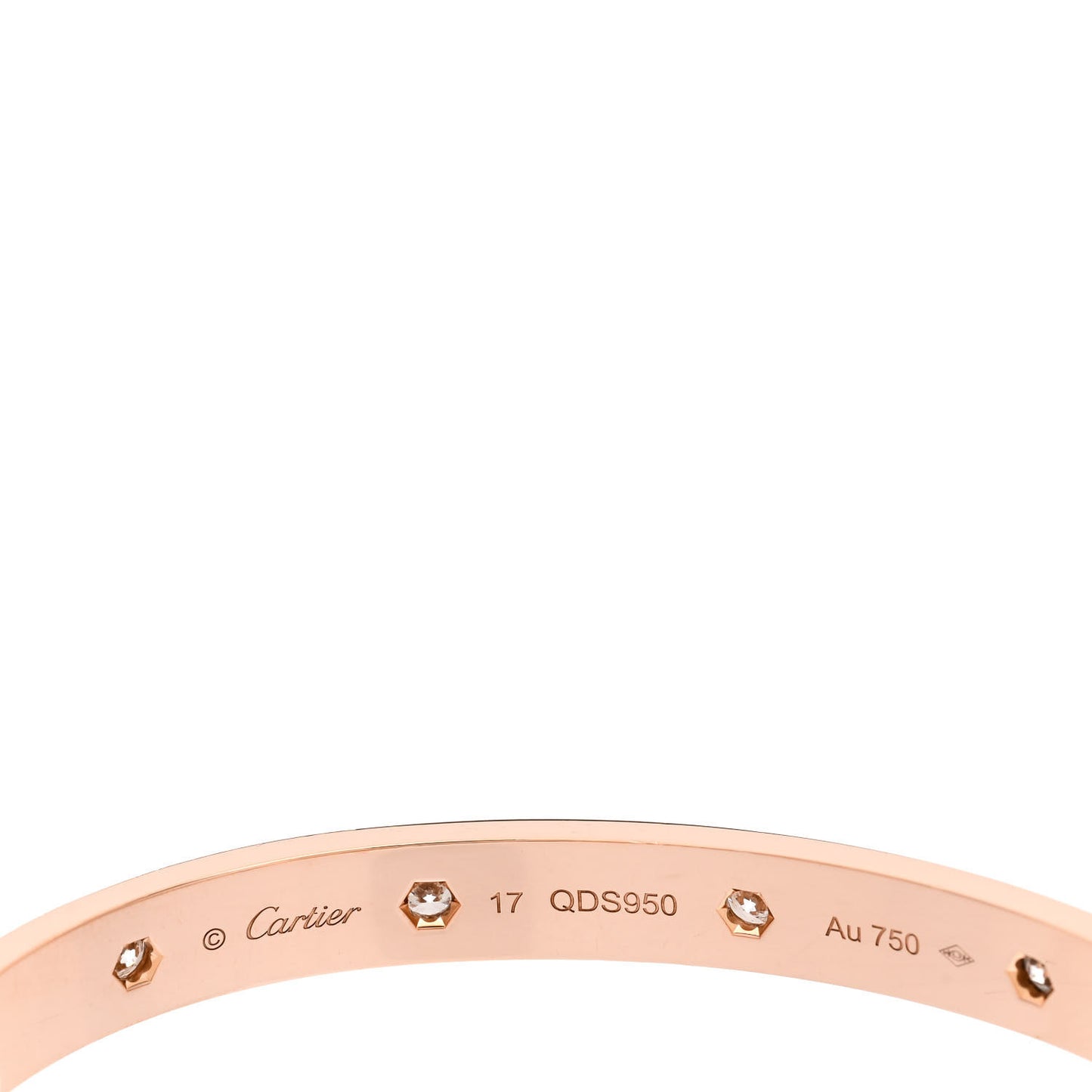 18K Pink Gold 10 Diamond LOVE Bracelet 17