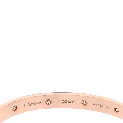 Cartier 18K Pink Gold 10 Diamond LOVE Bracelet 17 4 of 6