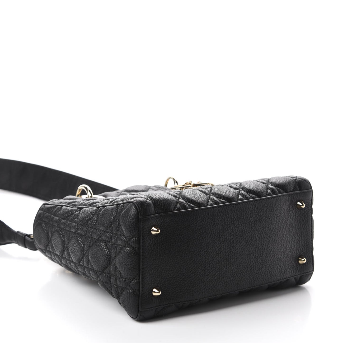 Grained Calfskin Cannage Medium Supple Lady Dior Black