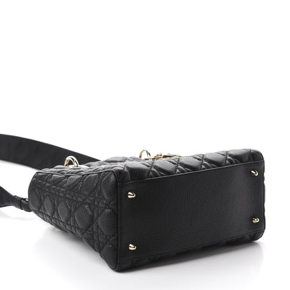 Christian Dior Grained Calfskin Cannage Medium Supple Lady Dior Black 4 of 11