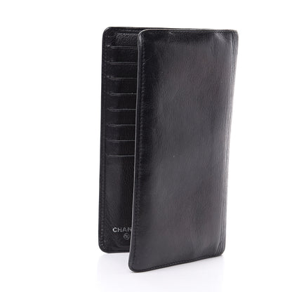 Chanel Goatskin Camellia Embossed Yen Wallet Black 3 of 11