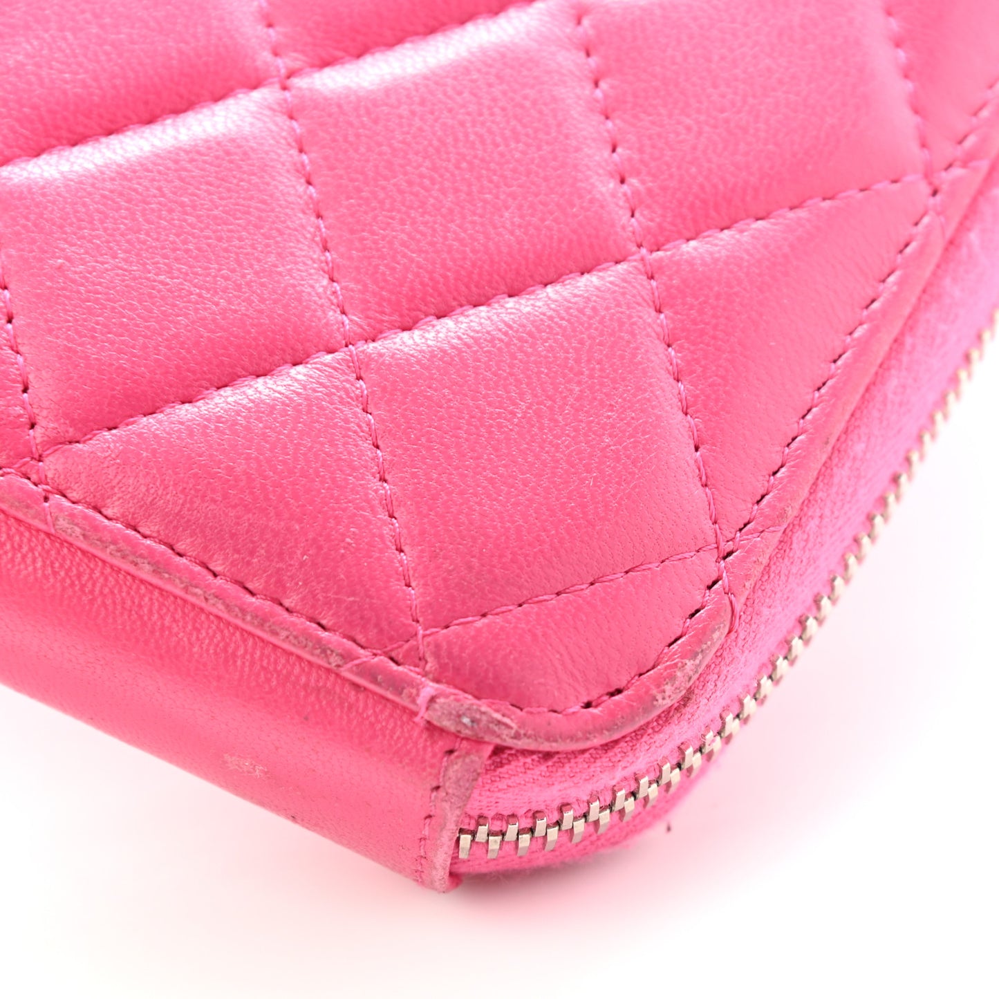 Lambskin Quilted Travel Case Pink