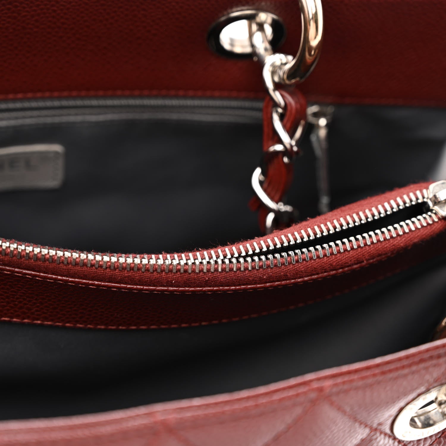 Chanel Caviar Quilted Grand Shopping Tote GST Burgundy 8 of 11